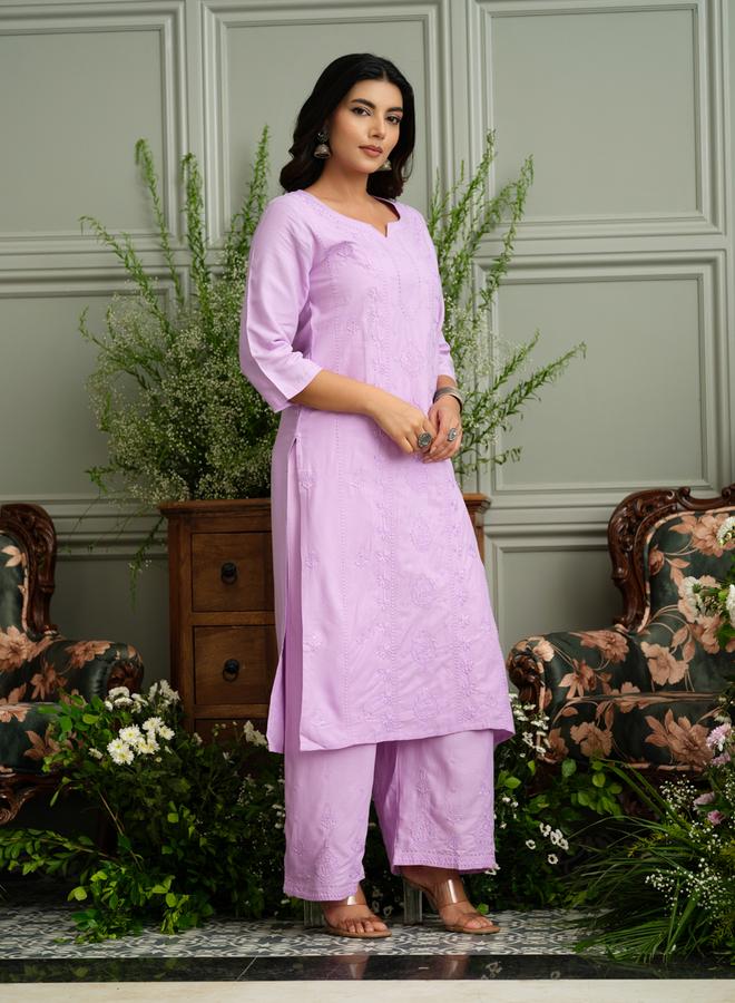 دي دبليو طقم منسق من كورتا مطرزة بنقوش إثنية وبنطال للنساء - Image 1